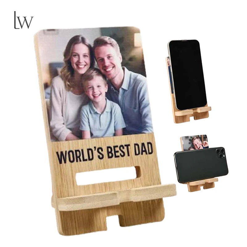 

Personalized Wooden Photo Phone Holder Custom Family Picture Cell Phone Stand Desk/Bedside Decorations Holder Birthday Gifts