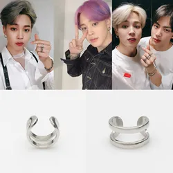 JIMIN Finger Ring Kpop Metal Adjustable Double Layer Opening Rings Gift Jewelry Fashion for Women Men Accessories Vintage