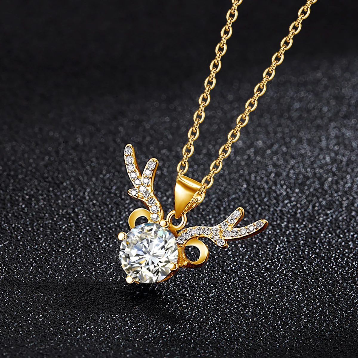 Christmas Gifts Elk Deer 1 Carat Moissanite Diamond Necklace With Certificate 925 Silver Fine Jewelry For Women High Quality New