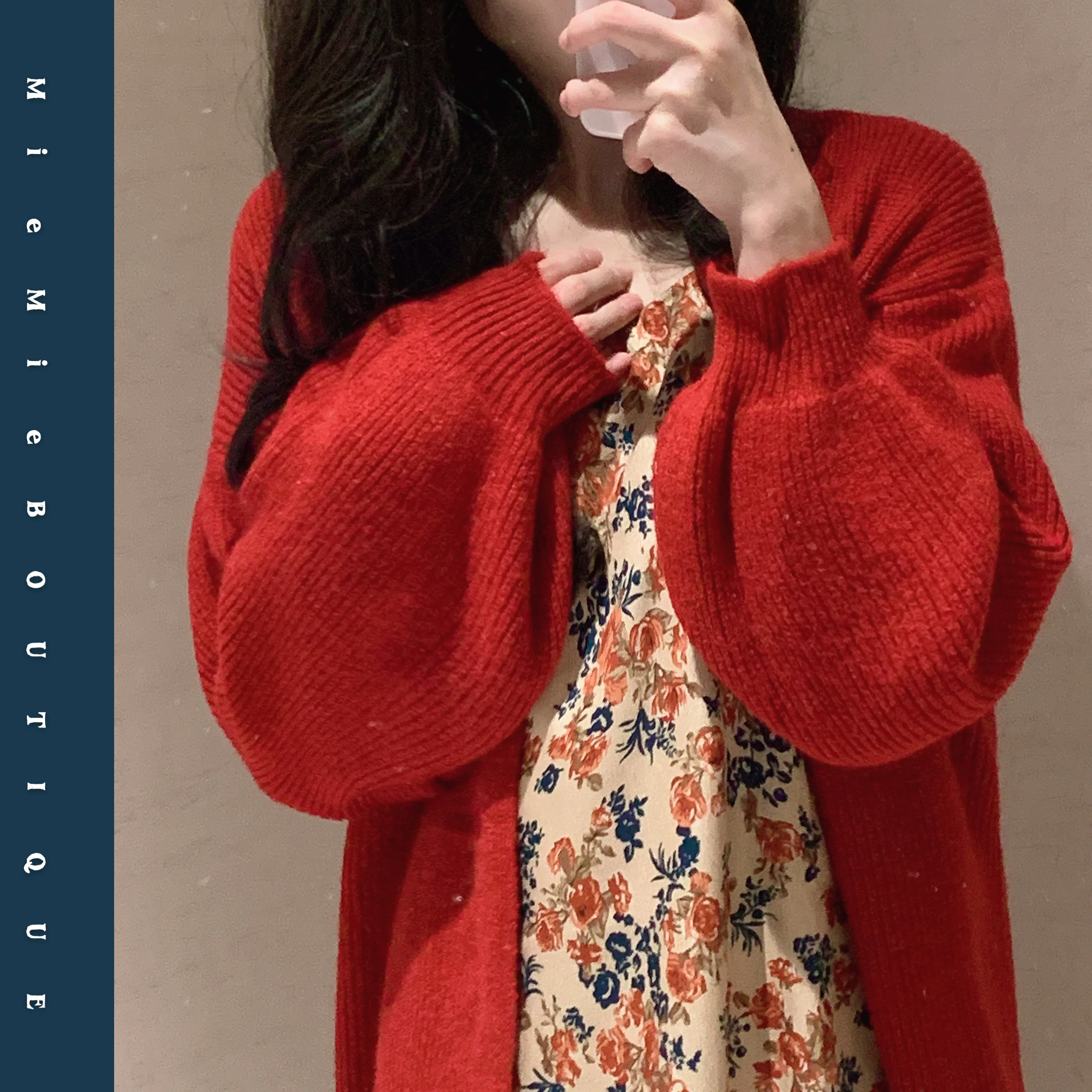 

Красный тонкий пушистый длинный све открытый кардиган пальто без пуговиц Ele Aosphere Bubble Sve Pit узор текстура W...