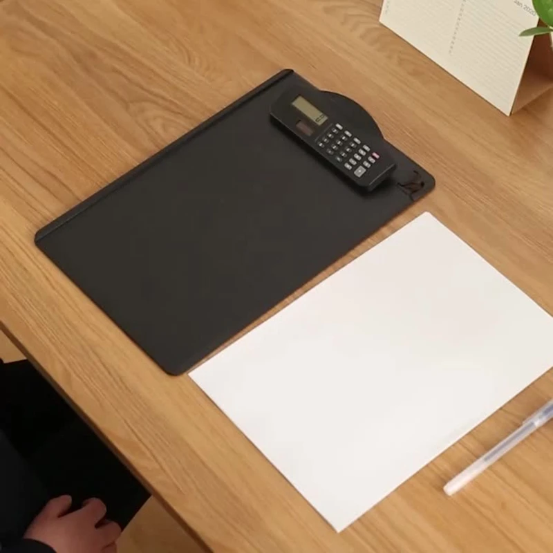 Practical File Document Clipboard with Solar Calculator Pen Slot Low Profile Clip for Women Man Conference Outdoor Home