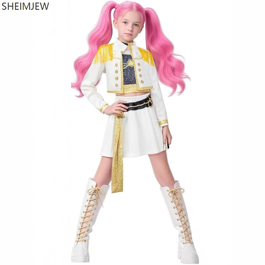 Kostum Cosplay Mira Rumi Zoey Pemburu Setan Gelombang Korea Anak Perempuan Seragam Kpop Gaun Cetak 3d Panggung Pesta Halloween