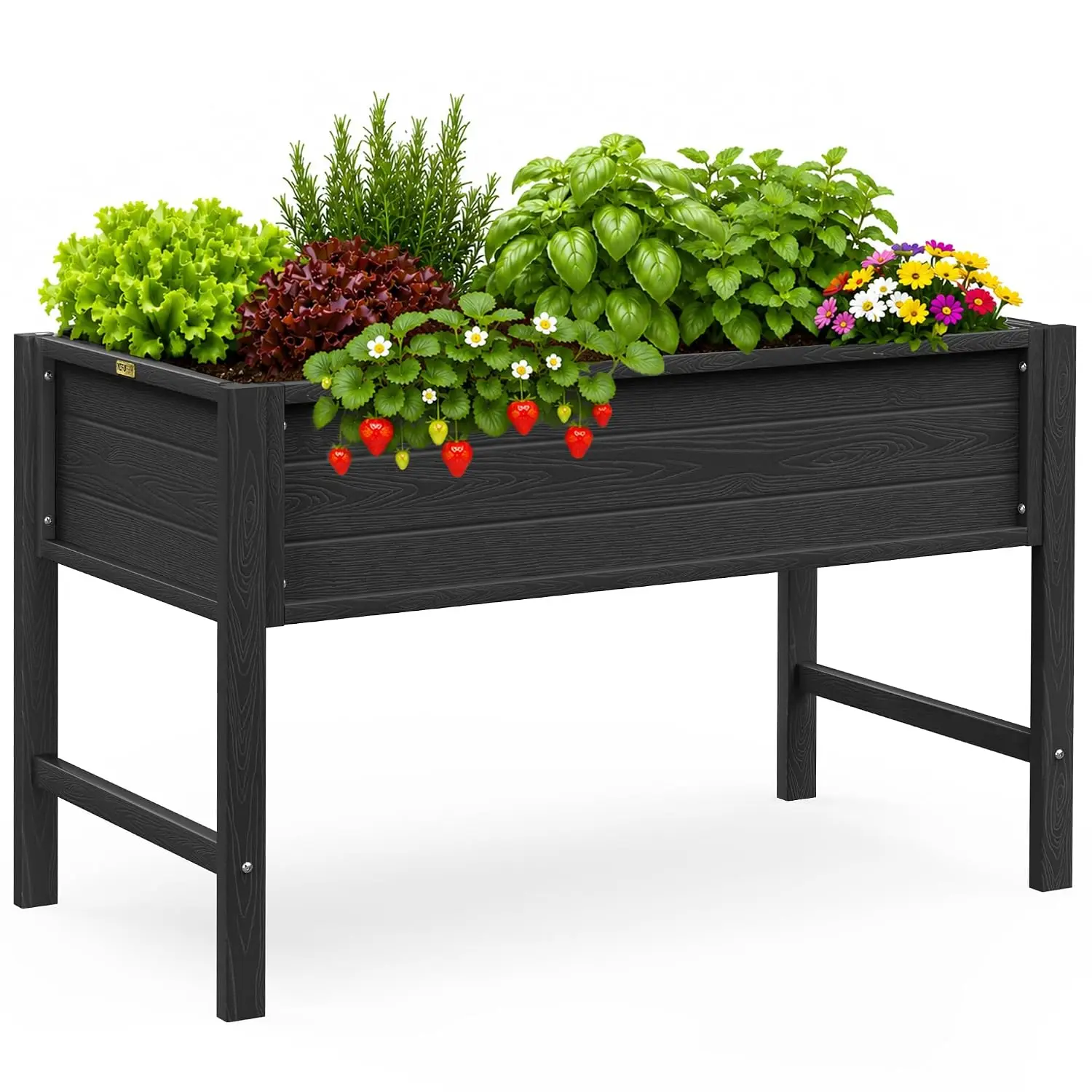 48" Raised Garden Bed with Legs, HIPS Outdoor Garden Bed, Black, Customized