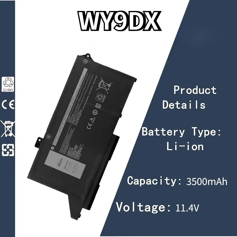 

11.4V 3500mAh WY9DX Battery For Dell Latitude 5420 5520 Series For Dell Precision 3560 005R42 P137G 01K2CF P104F001 0WK3F1