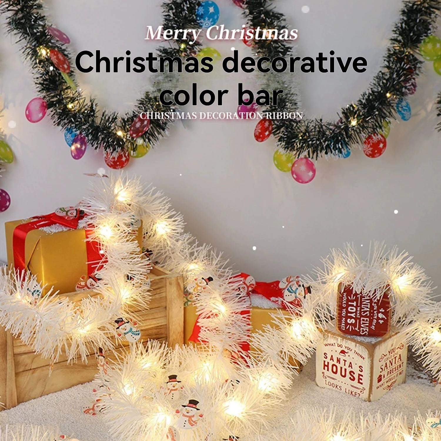 

2M 50LED Christmas Tree Tinsel Copper Wire Light Home Santa Claus Lights String Decor Christmas Colored Lamp Party Decoration