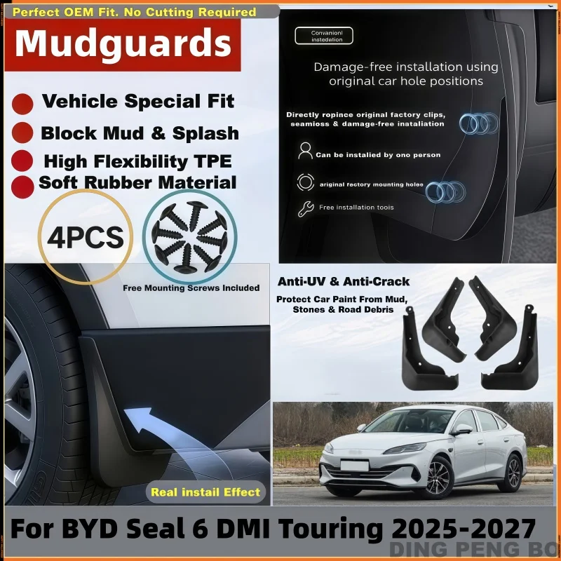 Mud Flaps Splash Guards For BYD Seal 6 DM-i Touring 2026-2027 Front Rear Fender Mudguards Car Styling Auto Accessories Plastic