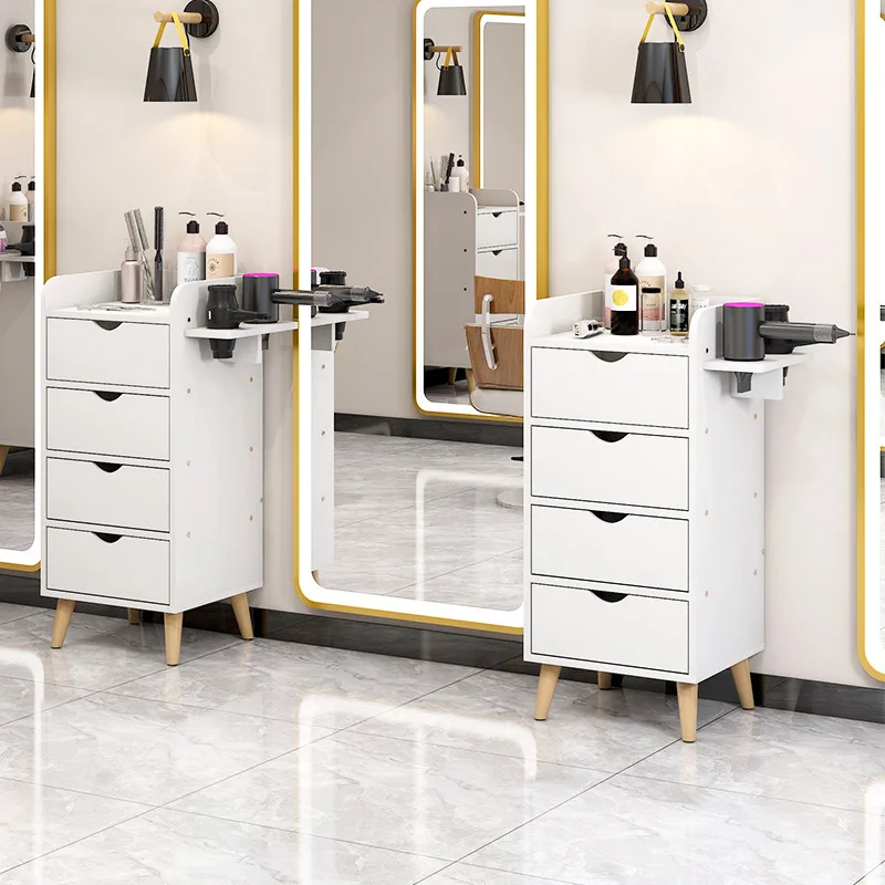 Nordic solid wood leg barber shop tool cabinet multi-functional shelf hair salon tool table