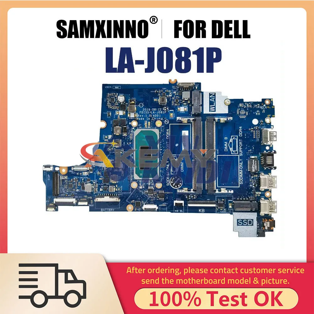 

Laptop Motherboard For DELL Inspiron 3493 3593 3793 5493 LA-J081P CN-004C38 004C38 03DD3K Notebook Mainboard CPU I3 I5 I7 10th