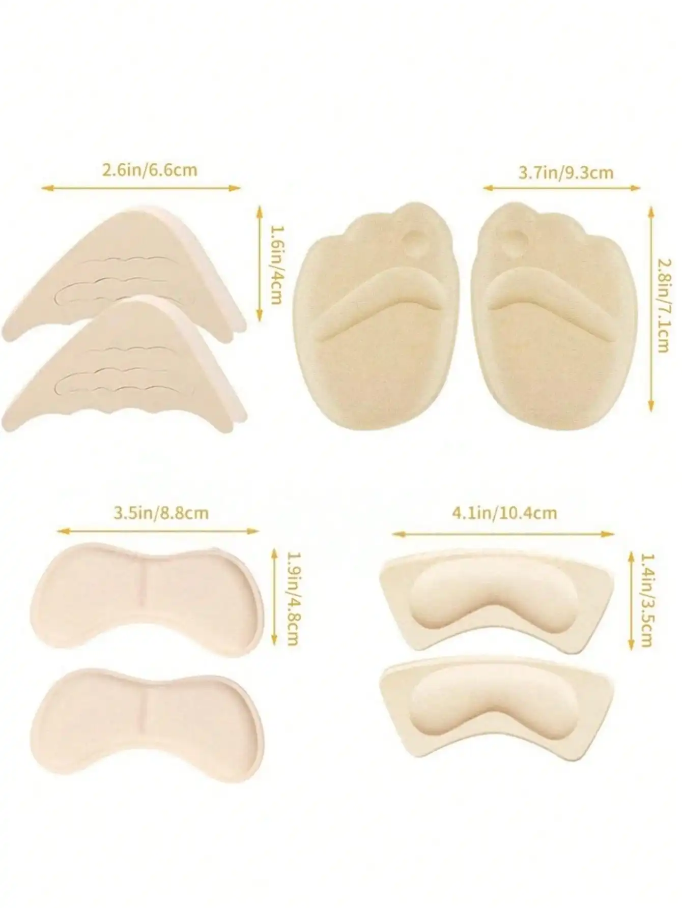 4/8 أزواج من وسادات الأحذية، وسادات كعب للنساء، حشوات كعب الأحذية، حشوات أصابع القدم لوسائد الأحذية لمجموعة وسادات الكعب العالي النسائية