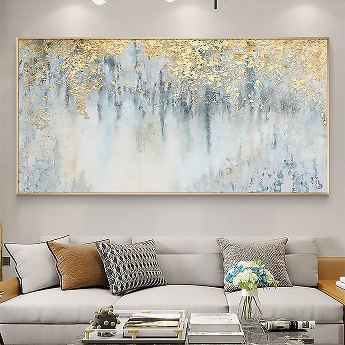 Abstract Gold Leaf Oil Painting On Canvas Original Modern Gold Foil Texture Painting Living Room Large Wall Art Home Decoration