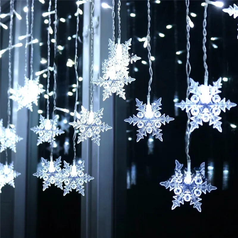 

Navidad 2024 Snowflake Led String Fairy Lights Garland Christmas Decorations for Home Wedding Garden Decor Curtain Lights