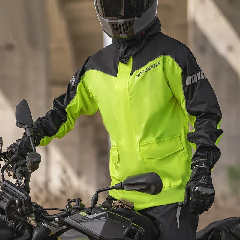 

MOTOWOLF Motorcycle Raincoat Suit Rainstorm Light Portable Split Jackets Pants Reflective Waterproof Suit for Motocross