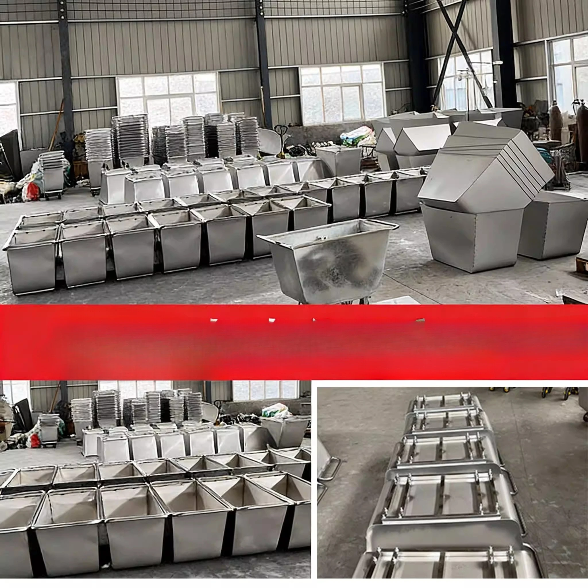 Stainless steel feed cart, trolley, farm push pig feeding cart, pig farm feeding pig bucket cart