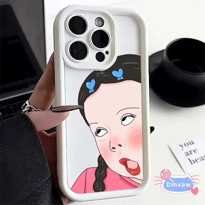 Funny Girl Casing For iPhone 15 14 Plus 13 12 11 Pro Max Xs Max XR X 8 7 Plus SE Silicone Phone Case Funny Cute Girl Phone Cover