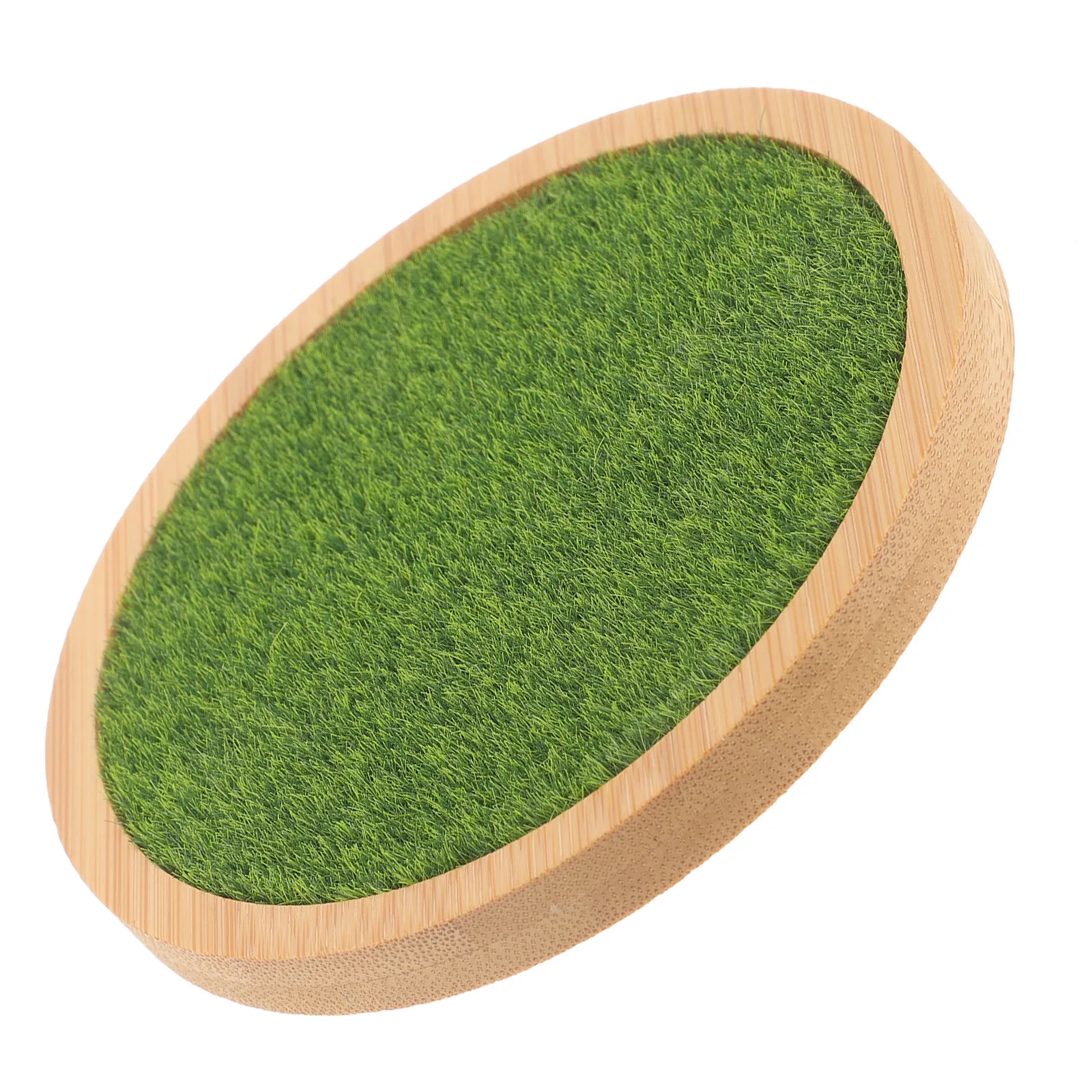 Professional Desktop Display Stand Made of Wood Plastic with Simulation Grass Design for Jewelry Glasses Storage Display