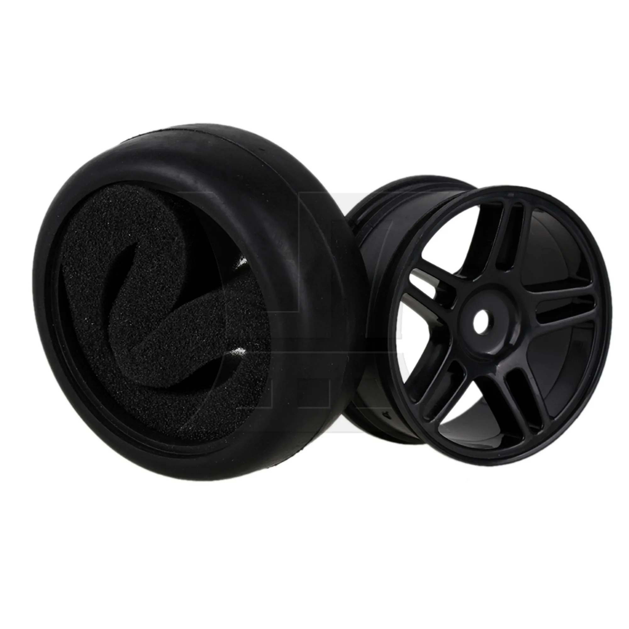 4 x Black Smooth Rubber Tire&Plastic Pentagram Wheel Rim for RC1:10 On-Road Car