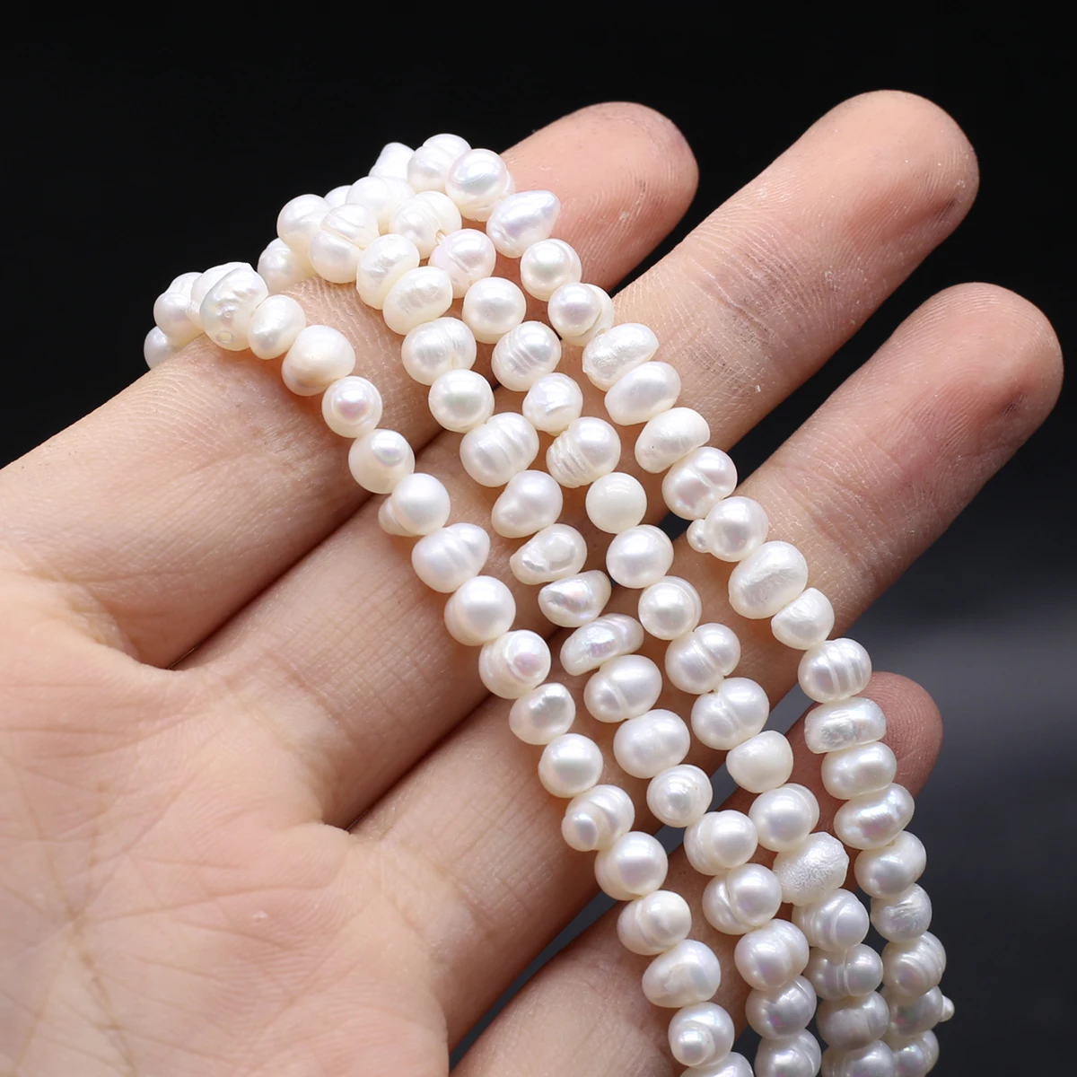 Natural Freshwater Pearl Beaded 3-4mmwhite Elliptical shape Punch Loose Beads for Make Jewelry DIY Bracelet Necklace Accessories