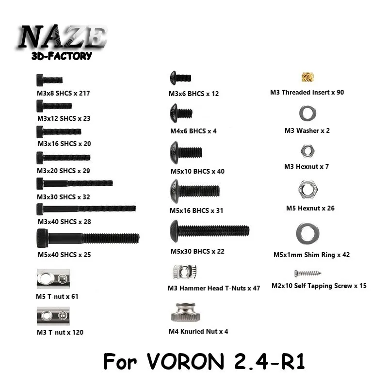 

Voron2.4 3D Printer R1/R2 Screws Full Kit DIY Project V2.4 Fasteners Screws Nuts Full Kit For Voron 2.4 DIY build Parts