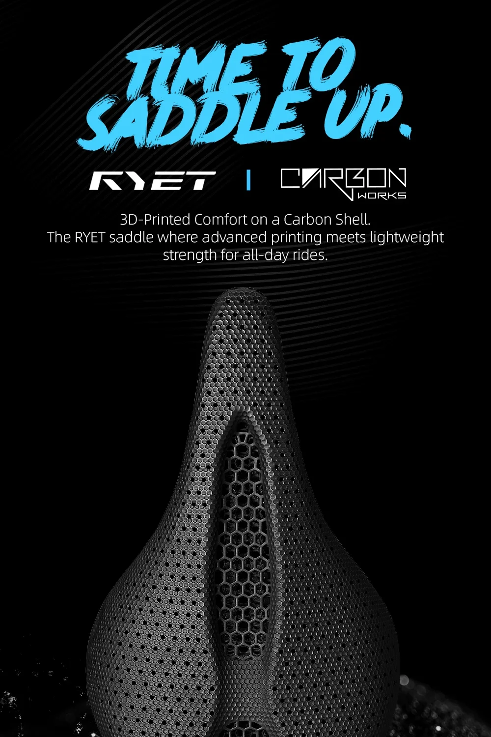 RYET Carbon 3D-gedruckter Sattel 145/155MM 190g 7*9 Fahrradsitz für Herren Damen Triathlon Rennrad MTB Mountain Gravel Fahrradteile – Detail 1