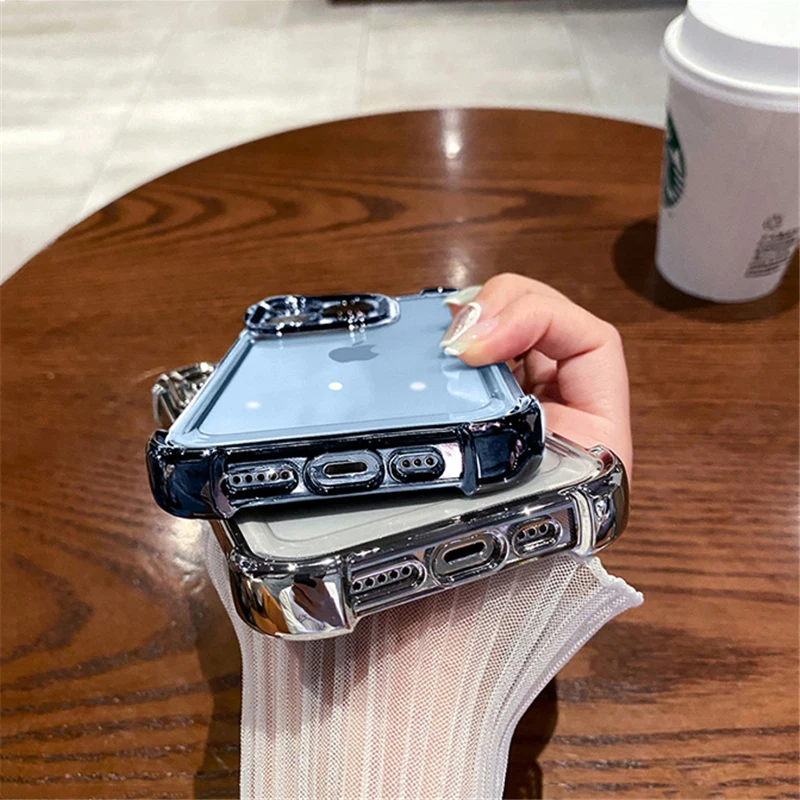 Lila Beschichtung Transparente Stoßfeste Handyhülle für iPhone 17 13 16 18Pro Max Plus XS XR X Harte Acryl Vier-Ecken-Anti-Schock-Abdeckung – Detail 15
