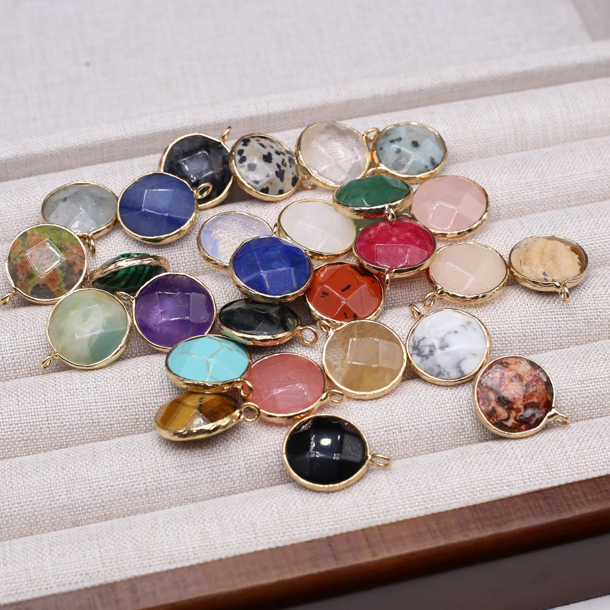 

5pcs/lot Natsral Stone Pendant Round Blue Turquoise Amethyst Pendant Charms for Making DIY Jewerly Necklace Bracelet 17x21mm