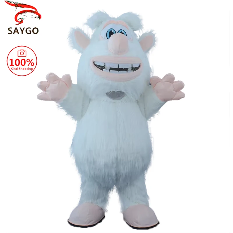 SAYGO Inflatable White Cartoon Snow Monster Plush Costume Mascot Carnival Party Halloween Character Cosplay Adult Fun Set