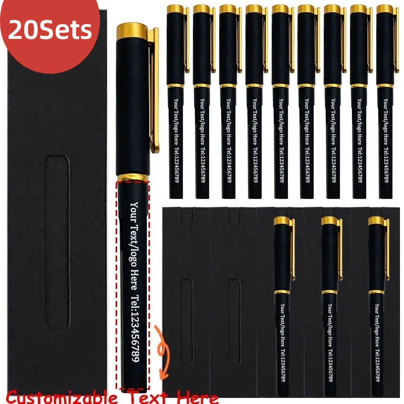 20Sets Large Capacity Personalized UV Printed Gel Pens Customizable Logo Pen Office Gift Set Elegant Promotional Student Pens