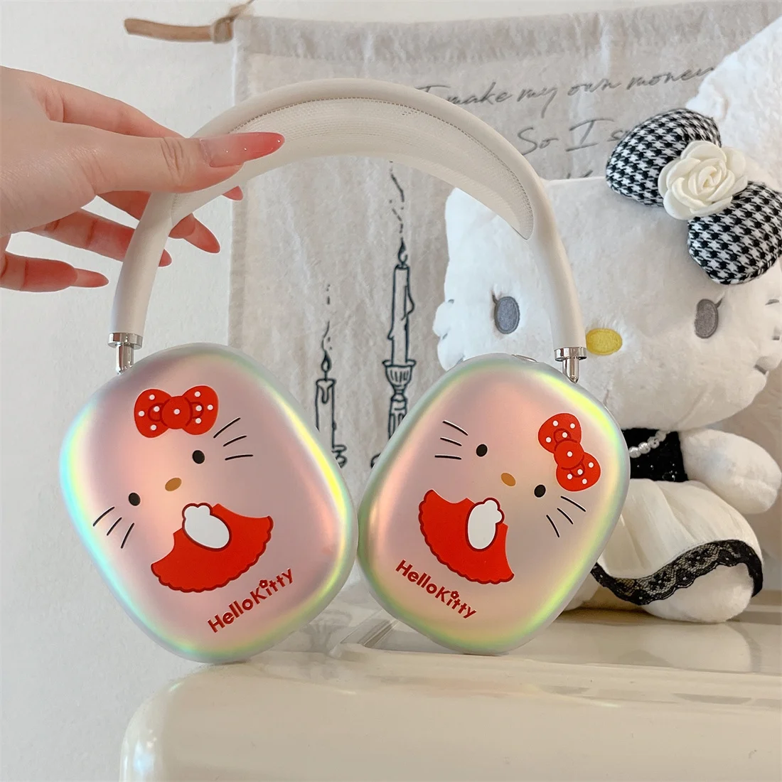 INS Polka Dot Bow HelloKitty Headphone case Shockproof cover for Apple Airpods Max Earphone case Funda For Airpods Max Cute Case