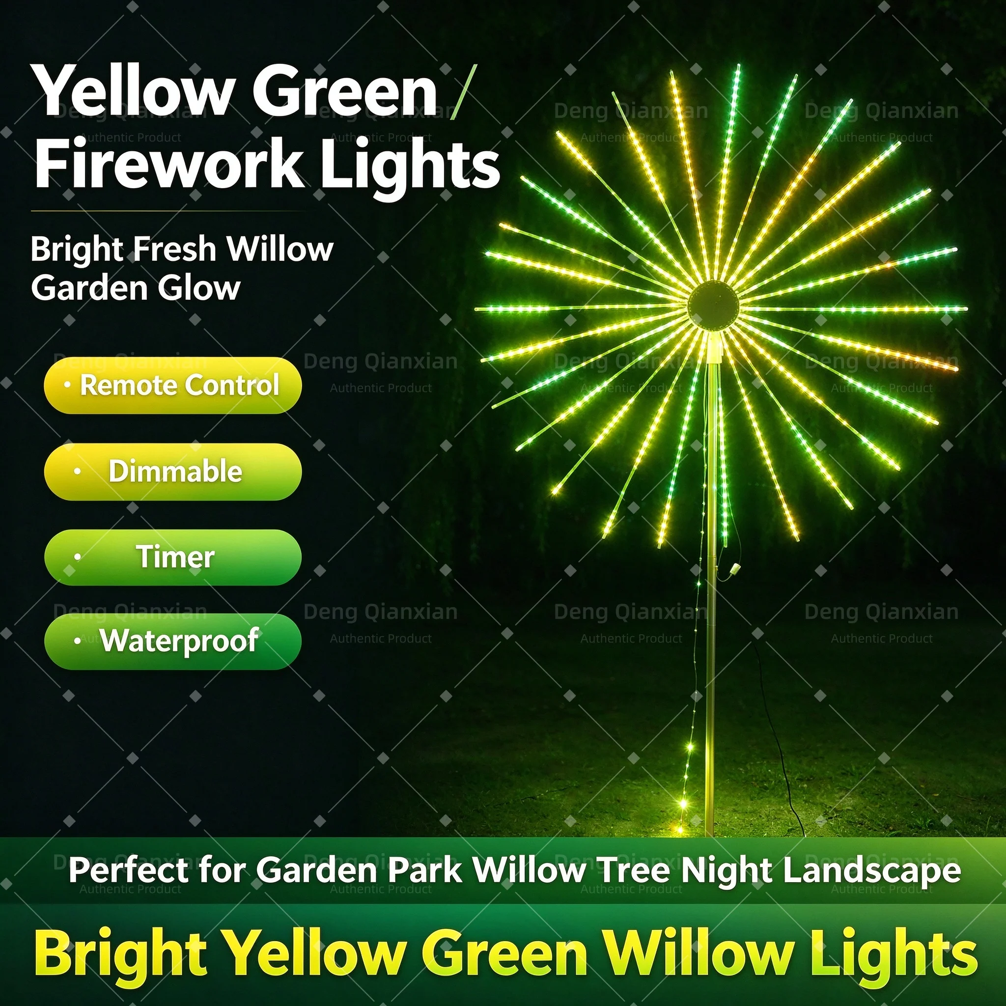 Large-Diameter 24 Tubes Firework Lights, Double-Sided RGB Glow, Programmable APP Control Waterproof Outdoor Garden Courtyard