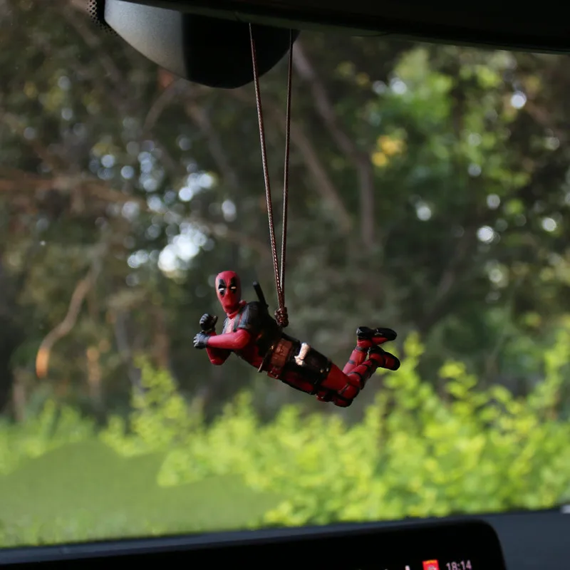 Pendentif de rétroviseur de voiture en PVC, figurine articulée style anime Groot Tree Man Deadpool Marvel X-Men en pose oscillante, accessoires de voiture