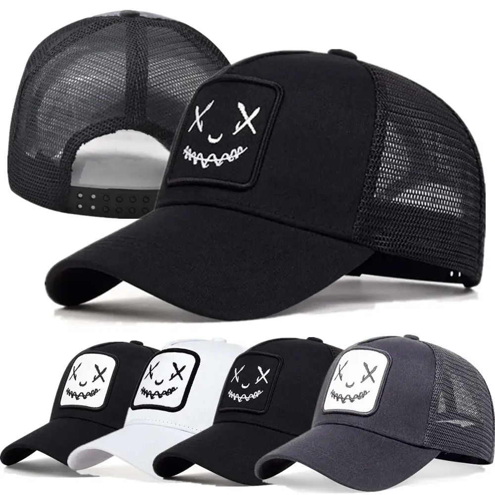 Unisex Baseball Cap Smile Face Patch Pattern Caps Men Women Summer Trucker Hat