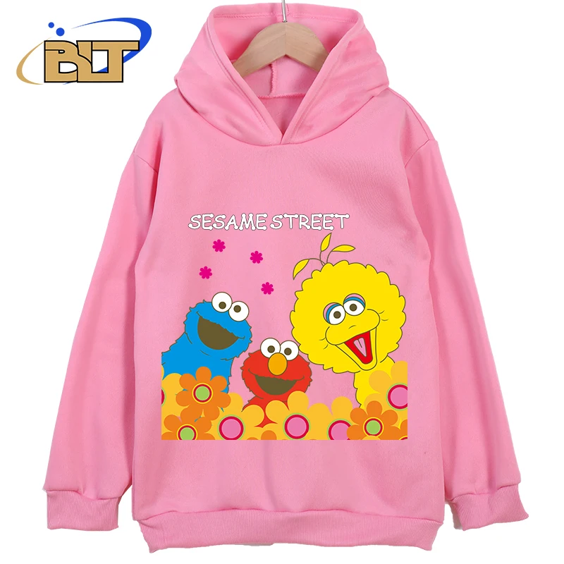 Sesame Street Printed Kids Clothing New Kids Hoodies Classic Sportswear Pink Casual Tops Suitable for Boys and Girls