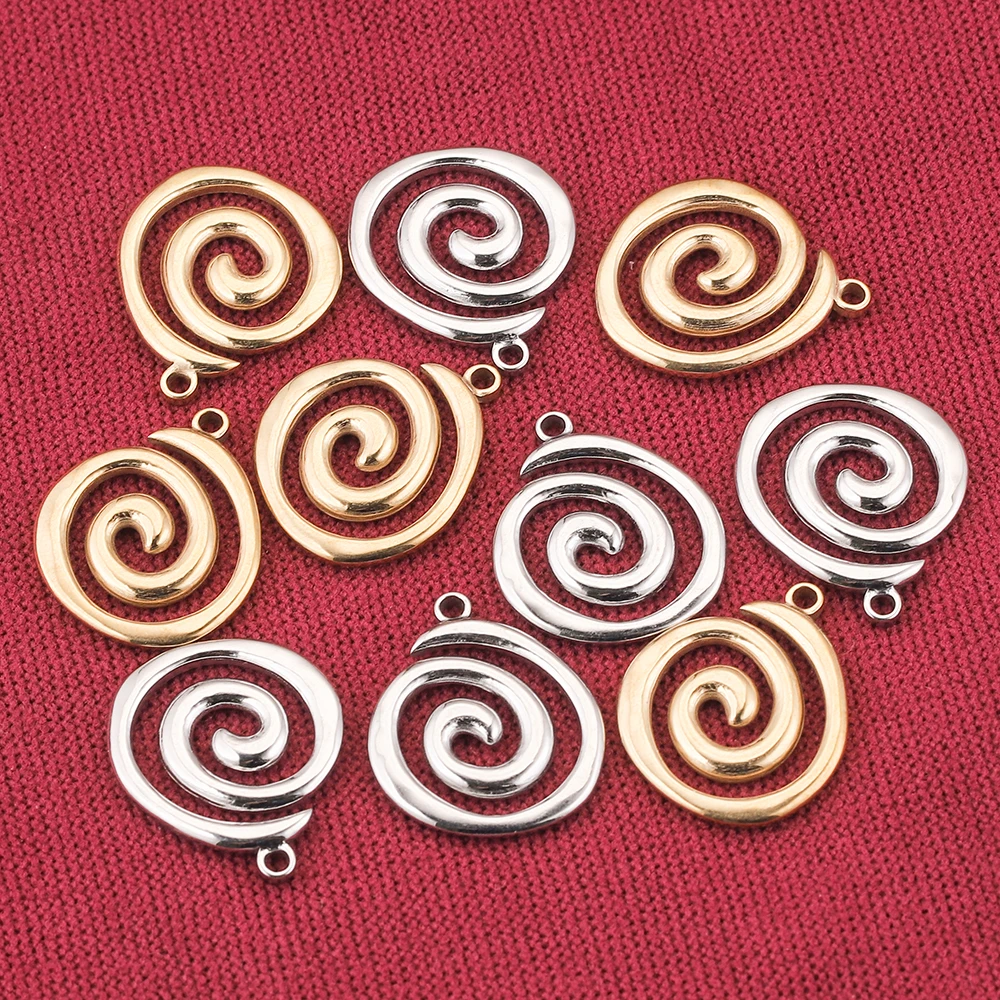 5pcs 20*23mm Gold-Plate Screw Thread Charms Greek Stainless Steel Sterling Spiral Connectors for Jewelry DIY Bracelet Necklace