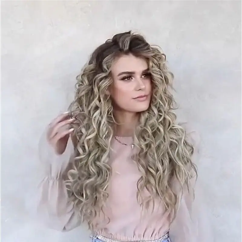 

Synthetic Wig Water Wave Side Part Wig Long Very Long Light Brown Synthetic Hair Women's Party / Balayage Hair Middle Part Brown