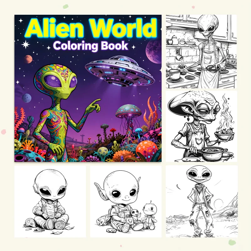 Cross-border new alien world coloring book adult coloring book graffiti coloring book thickened factory