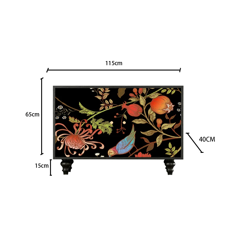 

French medieval style American flower and bird corner cabinet living room solid wood storage triangular cabinet entrance