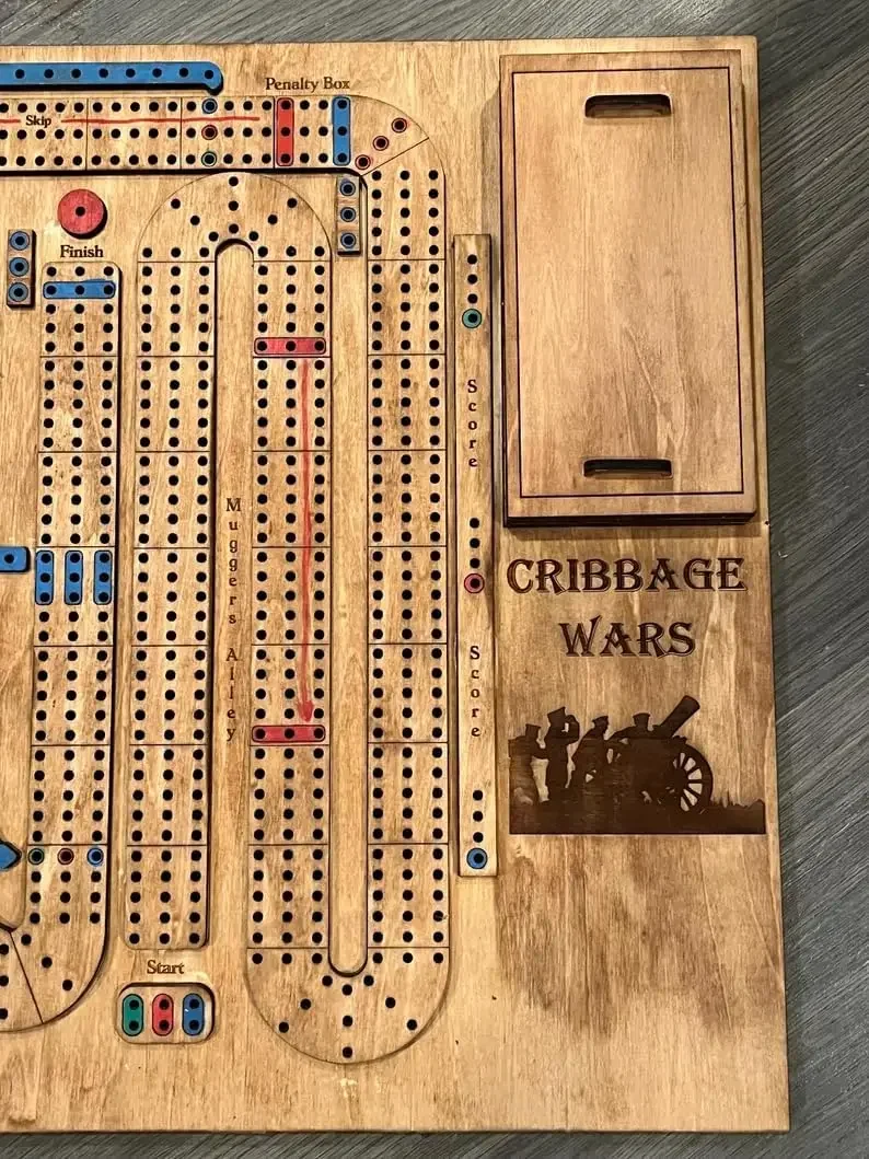 Cribbage Board Game Set, Cribbage Boards Pegs Unique Cribbage War Game Board Game Storage Table Games for Adults