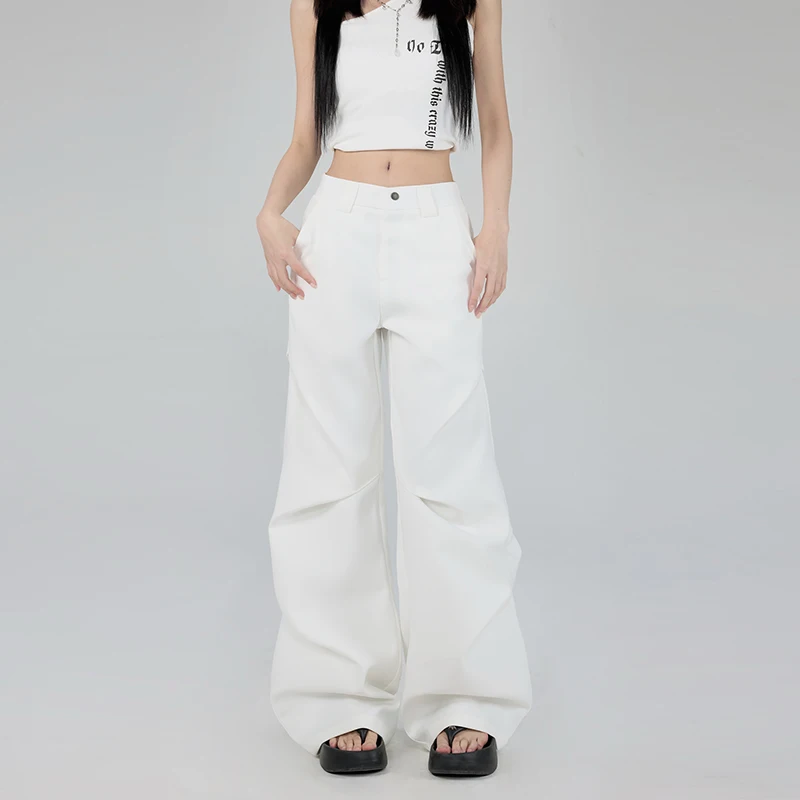 

Y2k Vintage Women Jeans Low Waist Zipper Button Solid Trousers with Pockets Aesthetic 2025 New Casual Pants