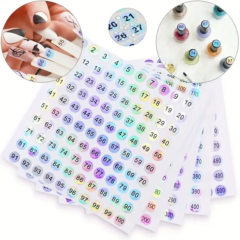 Number 1 To 1000 Digital Color Laser Sticker Serial Number Round Reflective Label Sticker Mark Number Party Sticker Wholesale