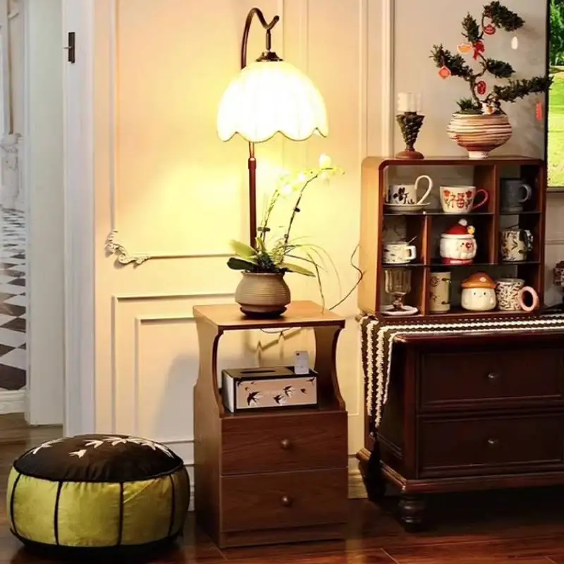 Trendy Nature Wood Nightstands High Retro Rustic Antique Vintage Weird Nightstands Bedroom Storage Nachtkastje Furniture Home