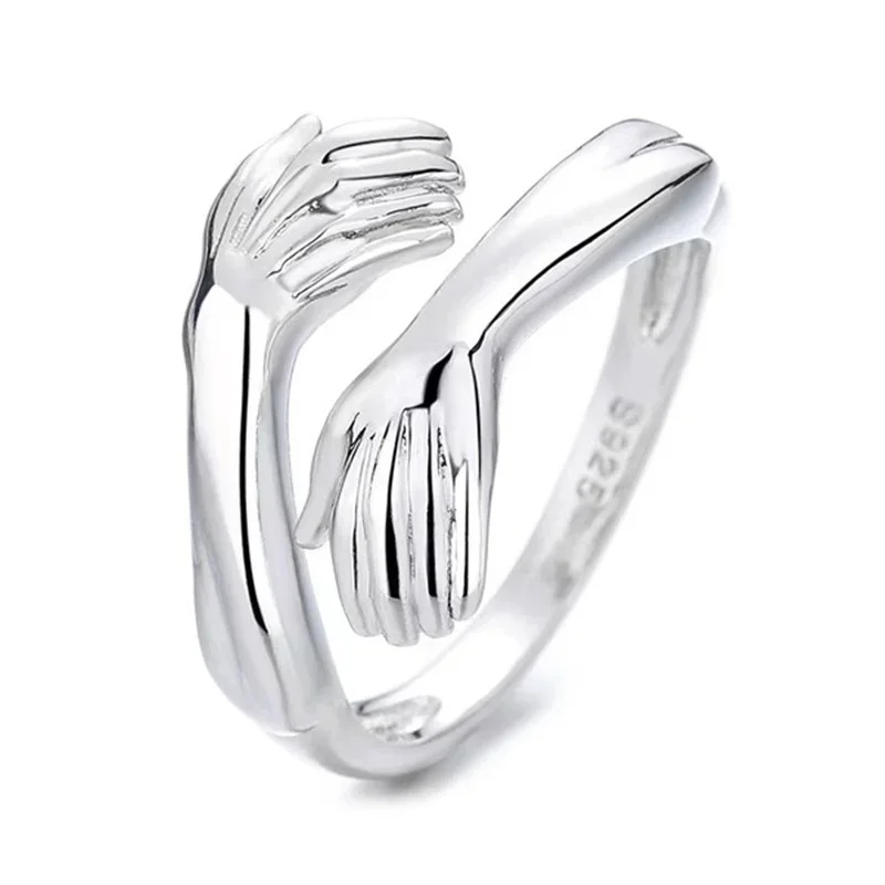 Bague sculptée en métal pour femme, document en argent, HDPRings, mains ouvertes, bijoux créatifs classiques, fête d\'anniversaire, mode