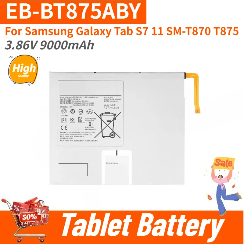 EB-BT875ABY High Quality Tablet Battery 3.86V 9000mAh For Samsung Galaxy Tab S7 11 SM-T870 T875 Brand New Replacement Battery