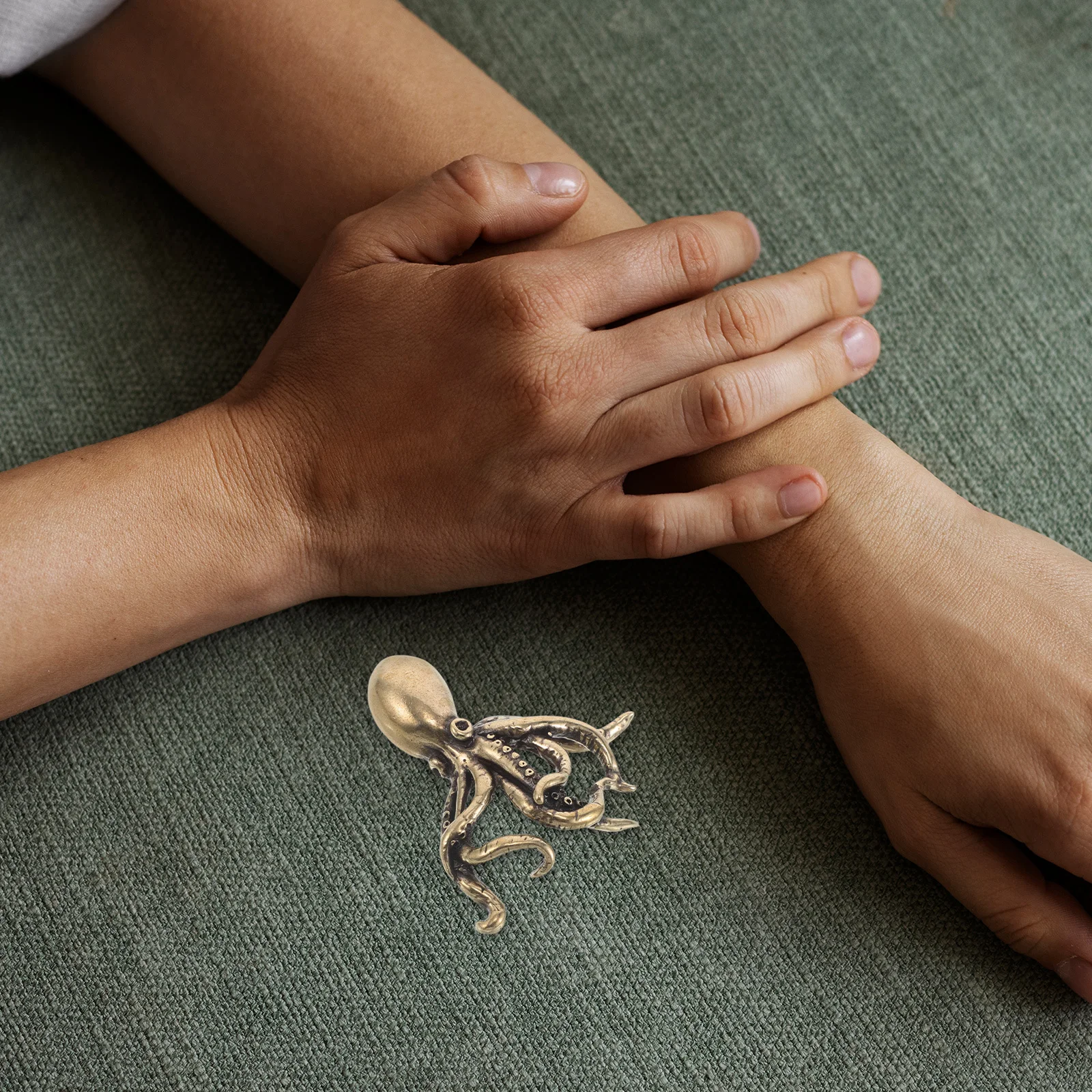 النحاس الأخطبوط النحت خمر البحرية الحيوان تمثال مكتب عمل ديكور الرجعية الصينية الشاي الحيوانات الأليفة منضدية