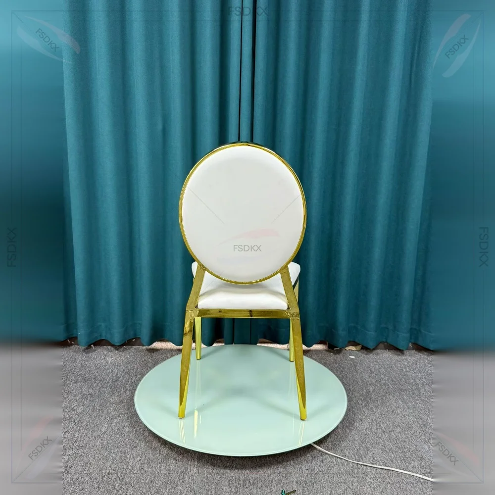 Classic Style Round Back Design High Quality Iron Plating Dining Chair Gold Luxury Wedding Event Chairs