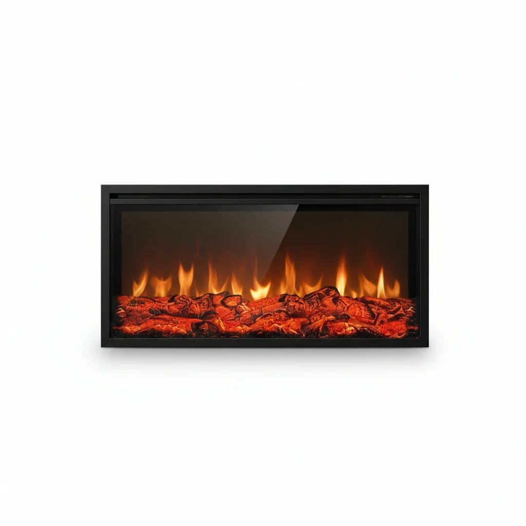 4D Holographic Electric Fireplace, 700x180x400mm LCD Flame Fireplace Insert, Steel, Remote Control, Modern Indoor Fireplace
