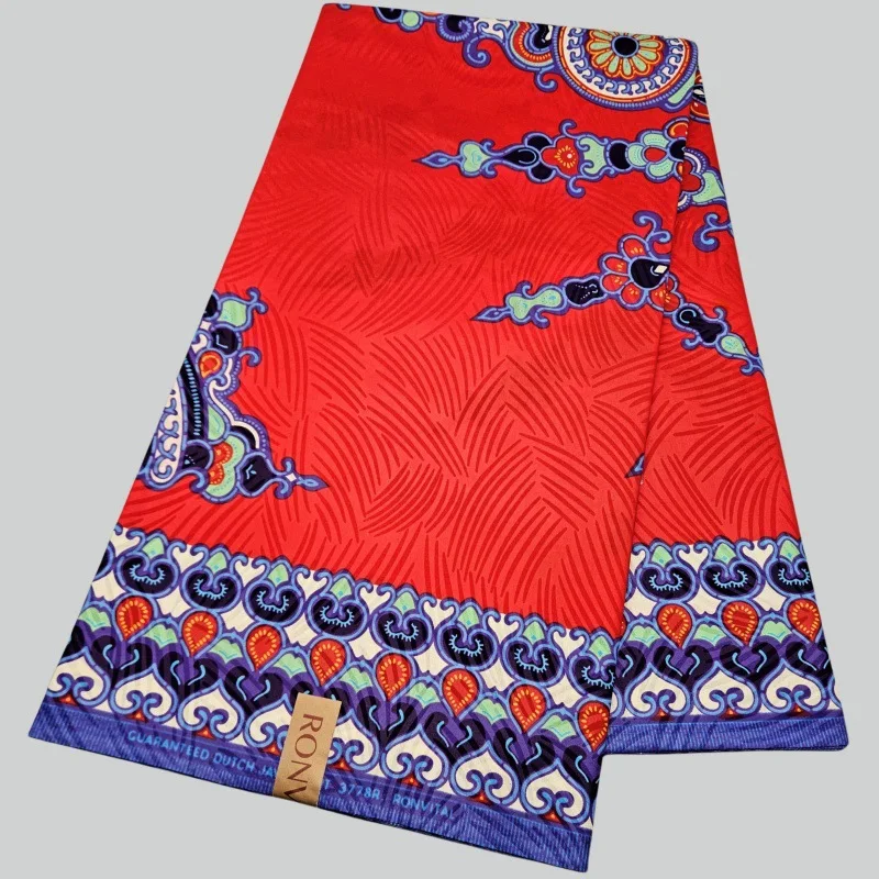 

Синяя красная африканская хлопковая ткань в стиле батик со специальным принтом, 6 ярдов, длинная восковая ткань для шитья одежды, брюк, наволочки для дивана R2312