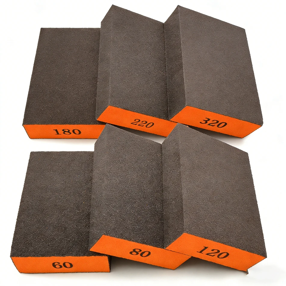 

6pcs/set(60 80 120 180 220 320)Coarse Medium Fine Grit Sanding Block Sander Sponges for Wood Drywall Metal Sandpaper Sponge