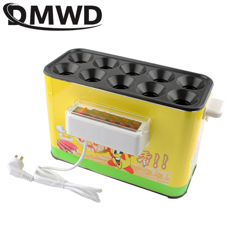 DMWD 10 otworów komercyjnych pieczone jajko maszyna do kiełbasy Hot Dogs maszyna do pieczenia omlet śniadanie jajka Roll Maker omlet mistrz 220V