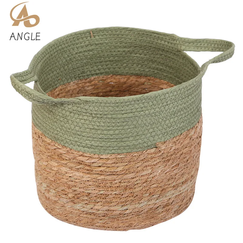 Natura cesta de armazenamento de palha rattan plantador vaso de flores artesanato decoração moderna casa sala estar quarto loja jardim planta cesta