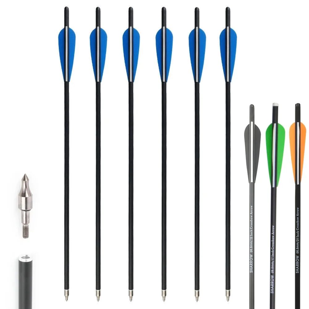 

6/12pcs 16/17/18/20/21/22'' Hunting Crossbow Bolts Carbon Arrow ID7.6mm Bow Archery Shooting Target Practice Training Arrows